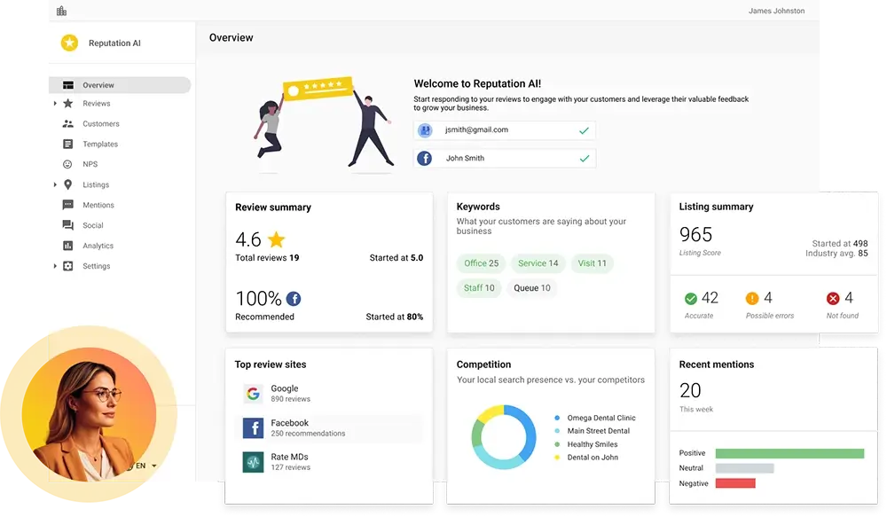 Reputation management dashboard preview